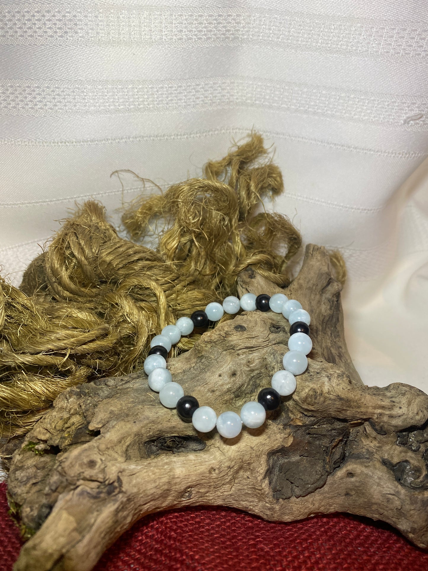 Aquamarine & black painted wood