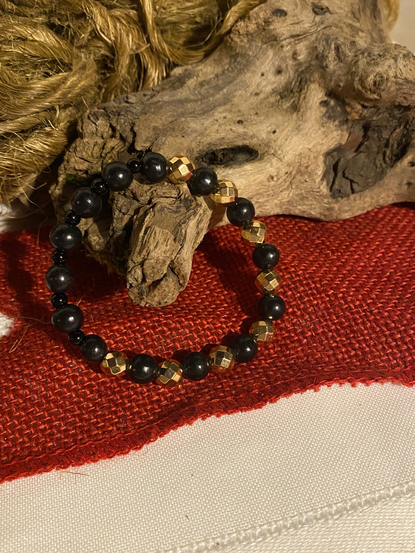 Obsidian and hematite