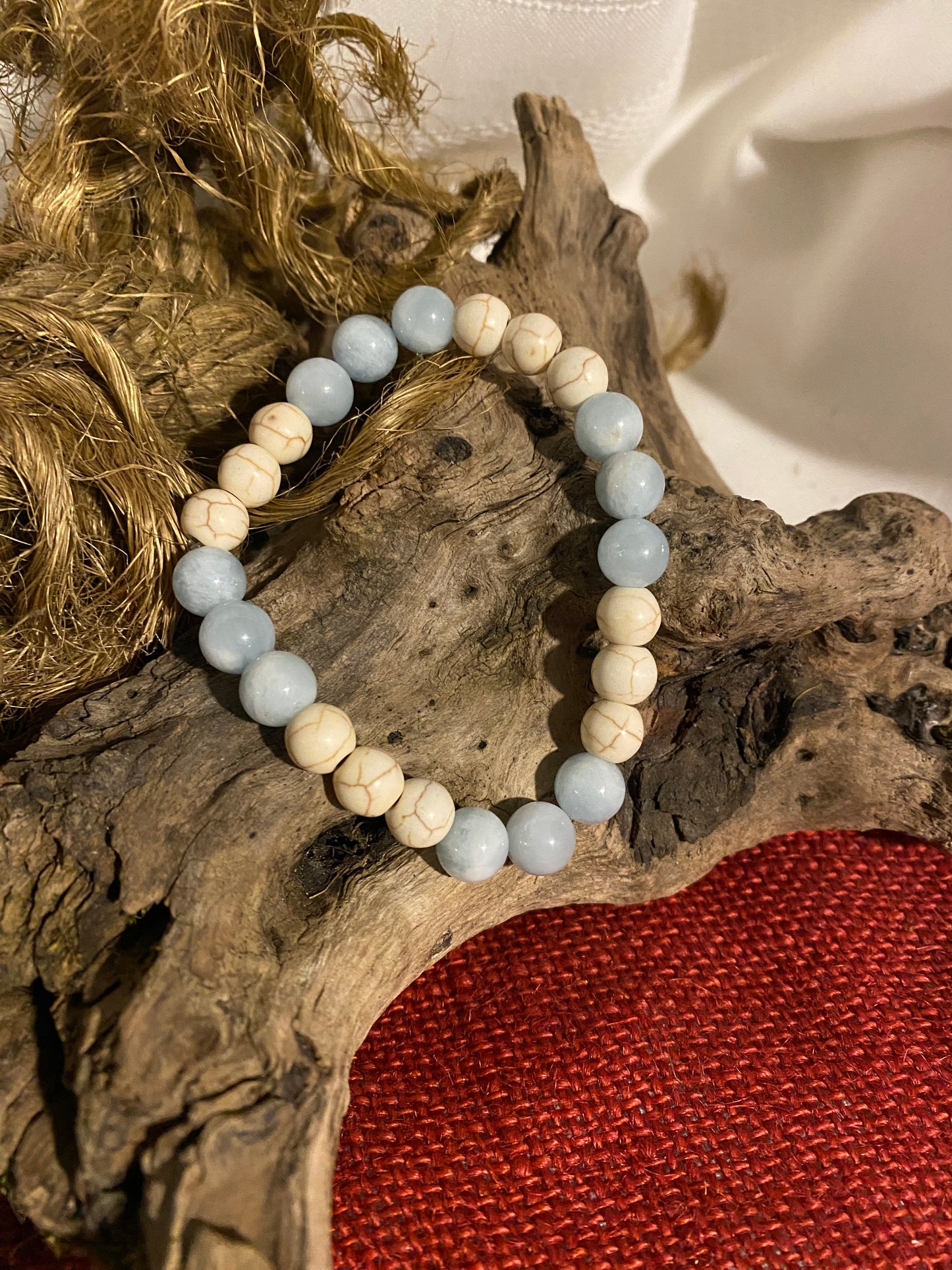 Aquamarine and beige Howlite