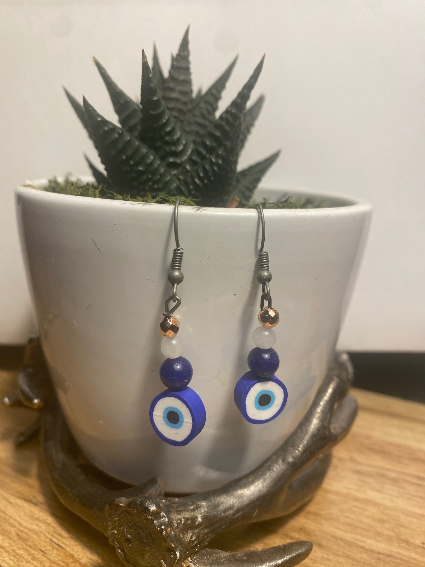 Clay Evil eye dangle earrings