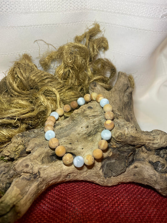Aquamarine & Wood Jasper