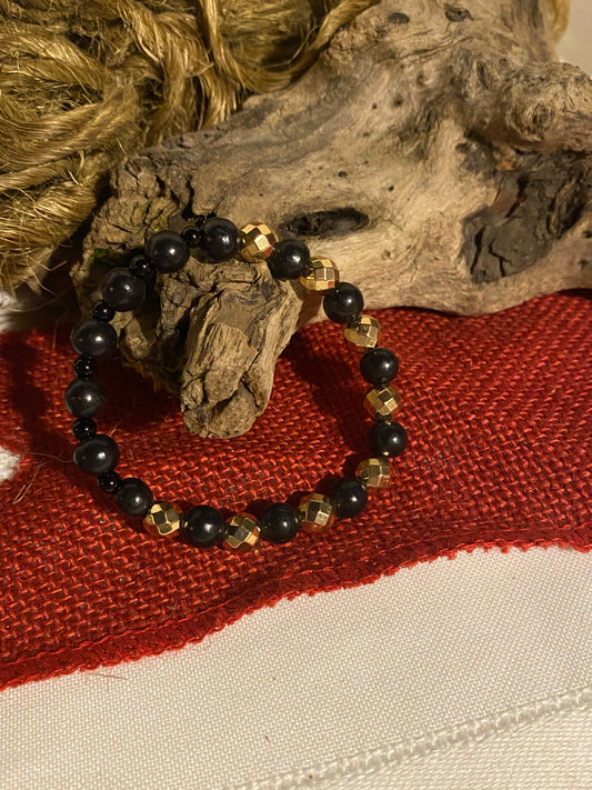 Obsidian and hematite