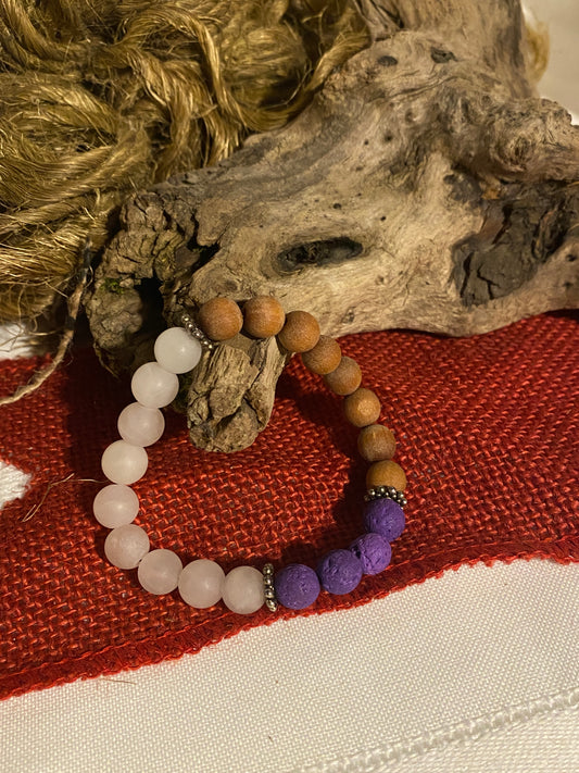 Rose Quartz, Wood Jasper & purple Lava