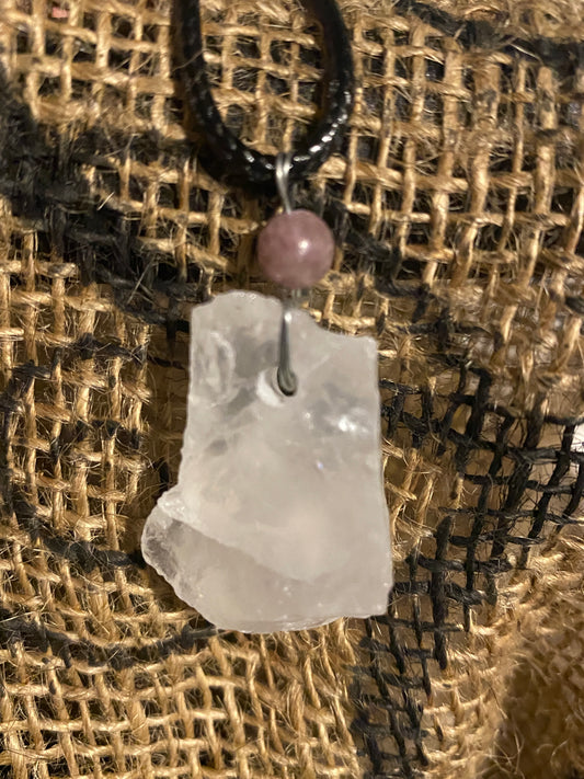 Raw clear Quartz necklace