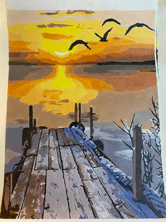 Sunset dock painting