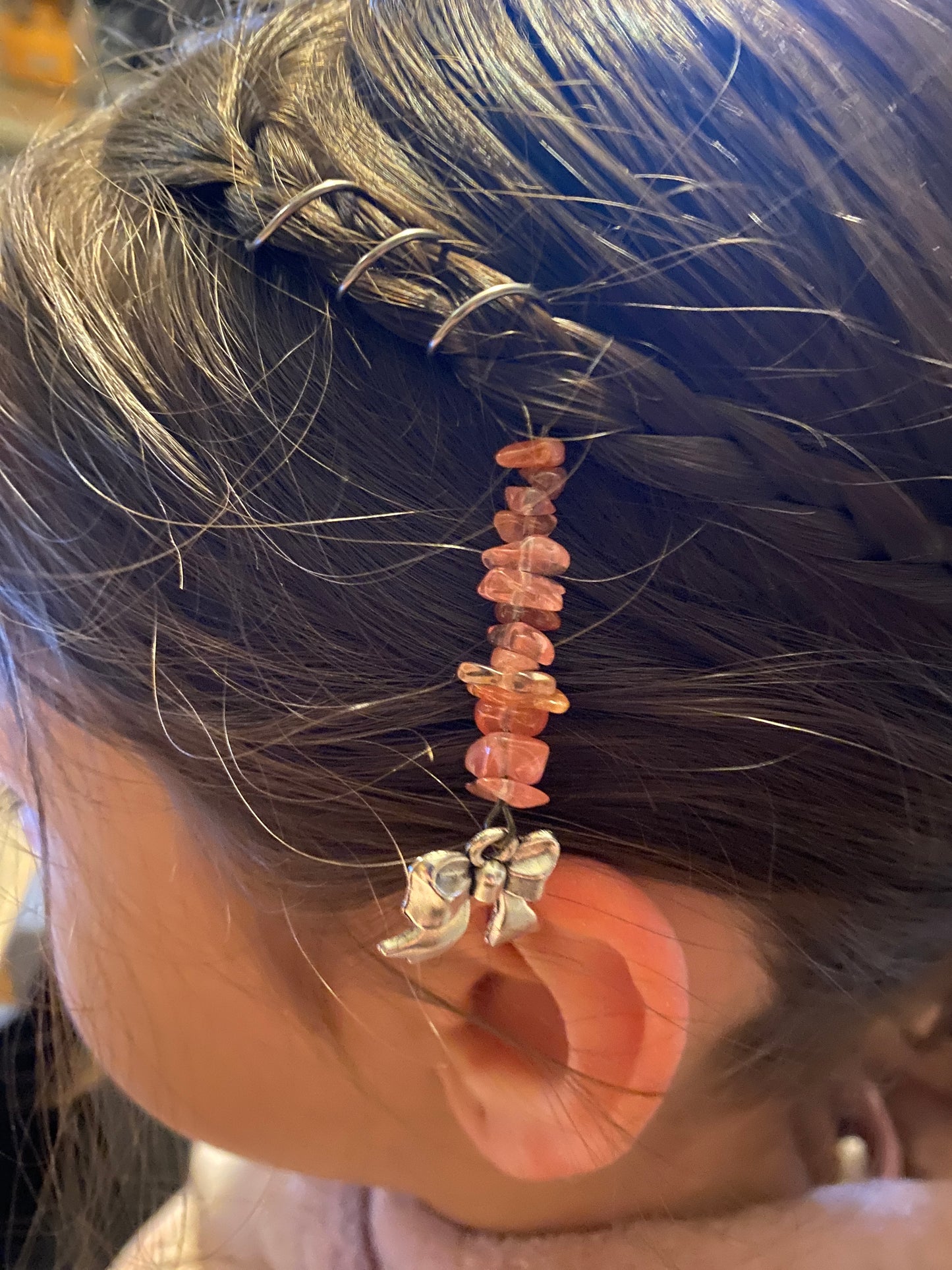 Red Jade hair twist with heart accent