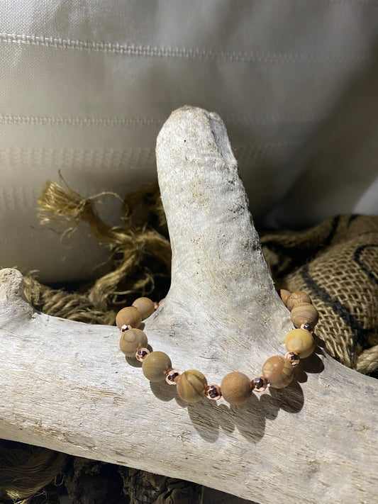 Wood Jasper and Rose Gold Hematite