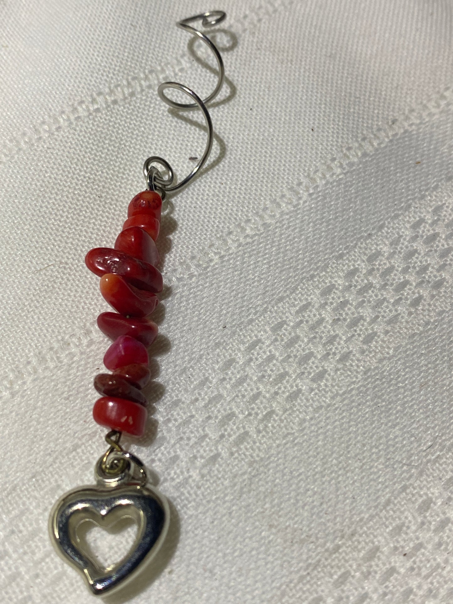 Red Jade hair twist with heart accent