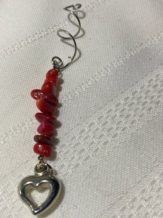 Red Jade hair twist with heart accent