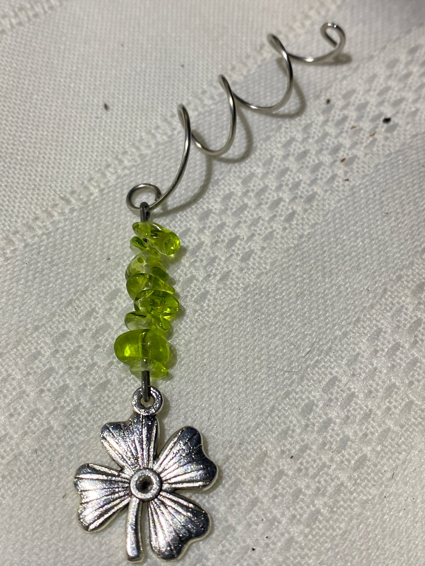 Lime Green hair twist with clover accent