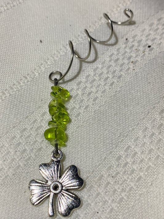 Lime Green hair twist with clover accent