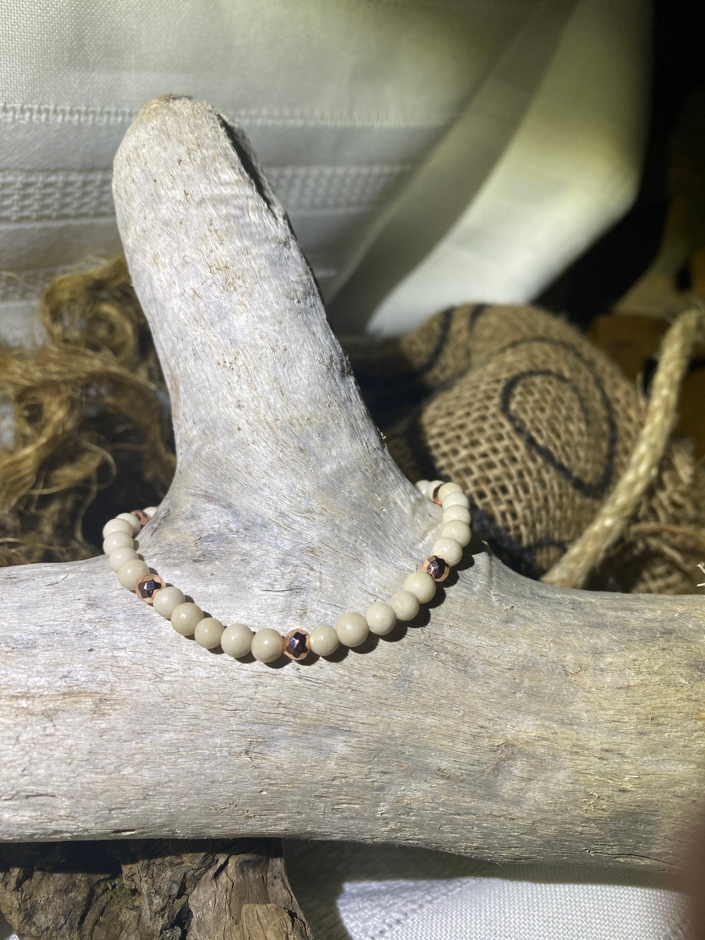 Bone and Rose Gold Hematite