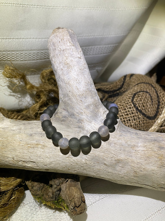 Frosted Charcoal and Crackle Quartz