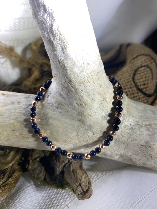 Navy sandstone and Rose Gold hematite